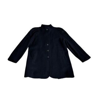 International Scene Women's Black 100 Pure Wool Coat Preppy Style Retro Sz 13/14